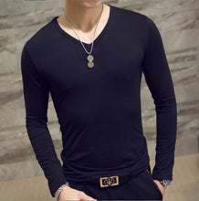 Load image into Gallery viewer, Autumn long-sleeve t-shirt Men v-neck Casual Slim Fit Cotton shirt Small V neck Looose Tops Male Sports T shirt Tracksuit hombre