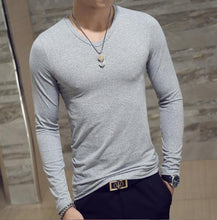 Load image into Gallery viewer, Autumn long-sleeve t-shirt Men v-neck Casual Slim Fit Cotton shirt Small V neck Looose Tops Male Sports T shirt Tracksuit hombre